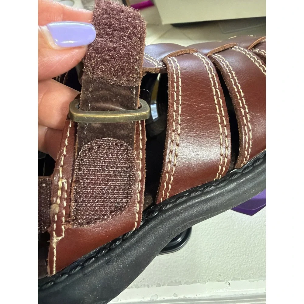 Kenneth Cole Reaction Kids Brown Fisherman Sandals Hook and Loop Sz 10 Kids NEW